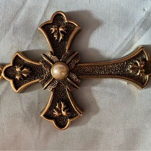 Gold and Bronze Ornate Cross Pendant